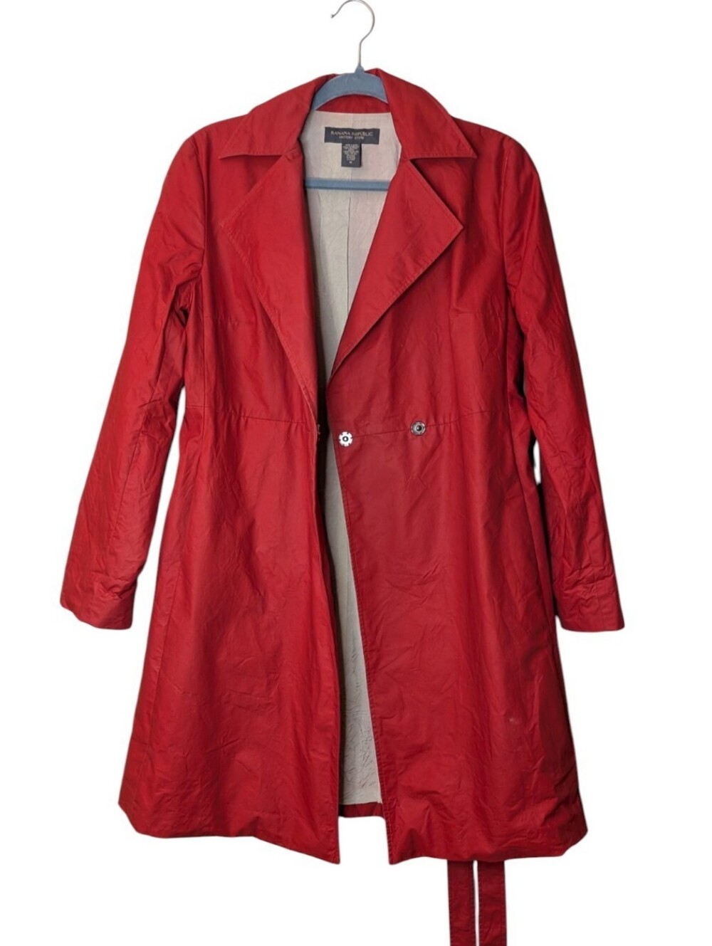 Banana Republic Factory Rust Red Lightweight Belted Trench Coat Jacket Size Med